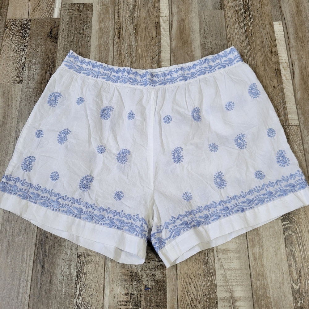 Gretchen Scott Dynasty Hand Embroidered Shorts Periwinkle Size Medium - Picture 3 of 7